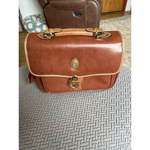 Baron Duck Brown Italian Leather Purse With Tags Handbag Crossbody Classy - Picture 2 of 9